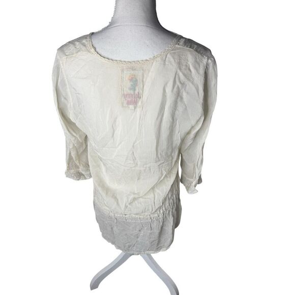 Johnny Was Off White Embroidered Lace Tunic Blouse Size S Fairy Whimsy - Picture 4 of 5
